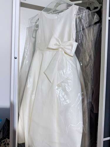 Girls white satin holy - white,